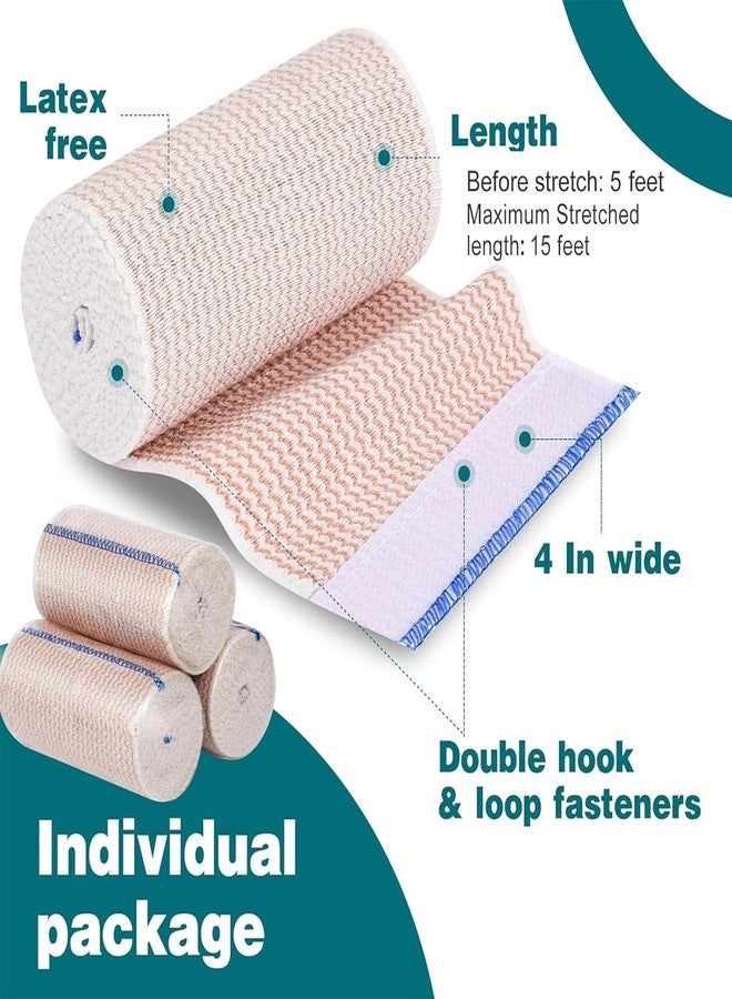 AZEN Premium 6 Pack Elastic Bandage Wrap 4 Inch, Compression Wrap Bandage for Legs, Lymphedema Wraps for Legs, Ankle, Knee, Tummy, Body, Latex-Free - Image 2